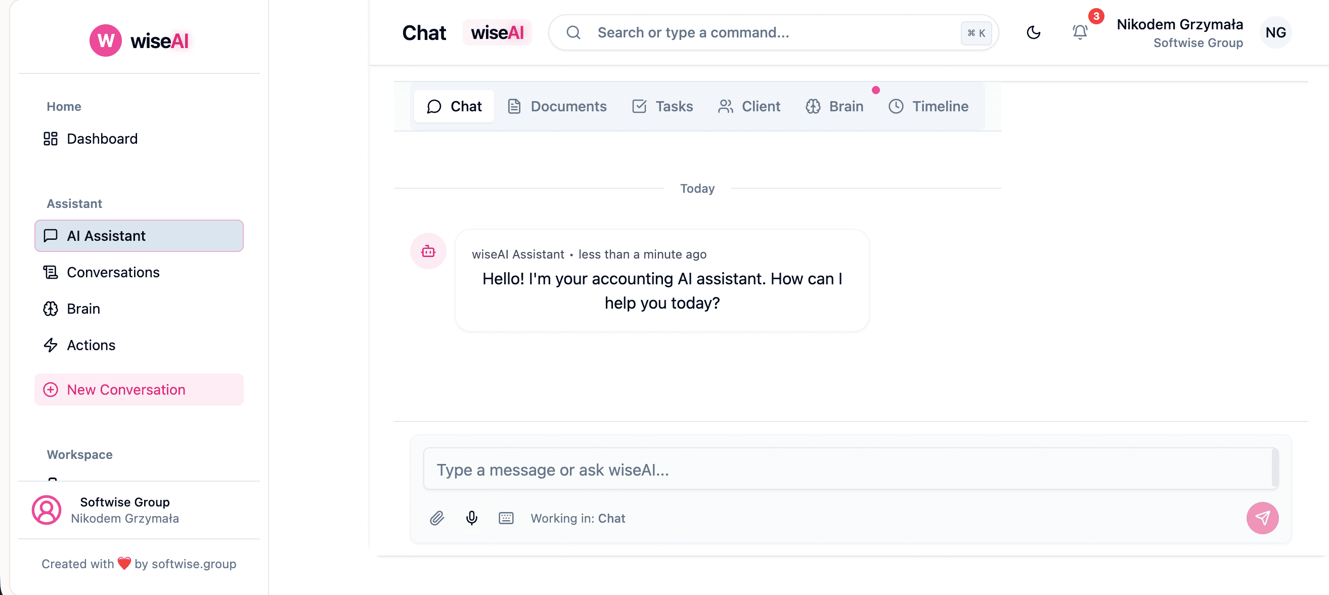wiseAI Chat — AI assistant per role