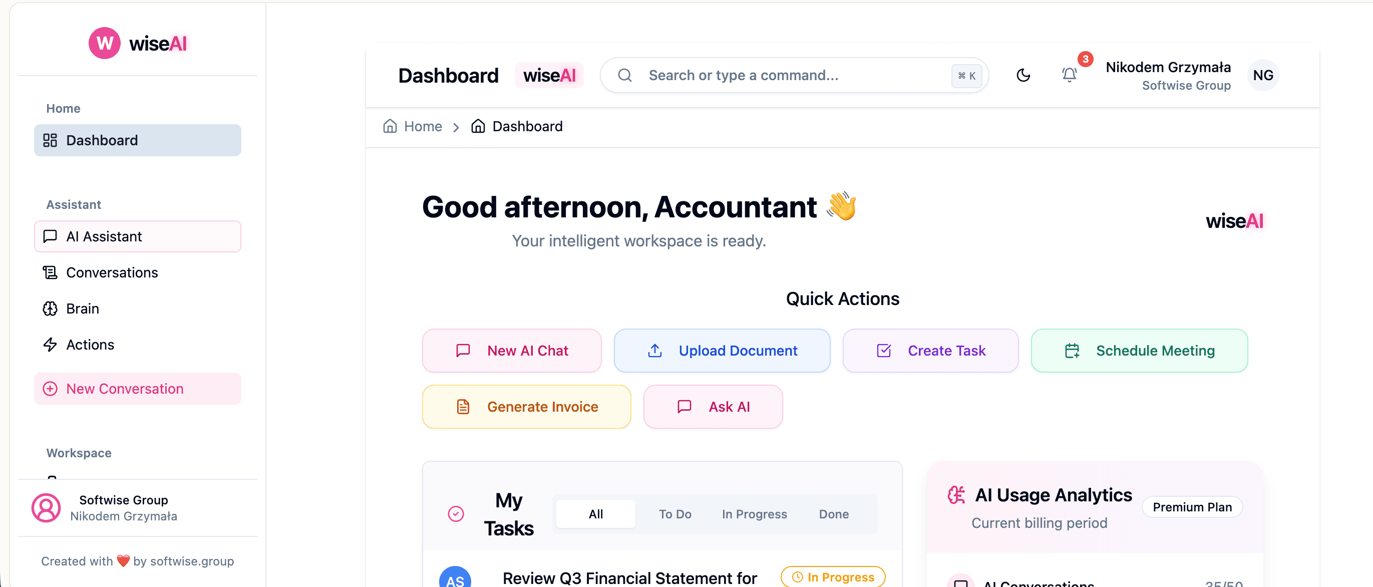 wiseAI Dashboard